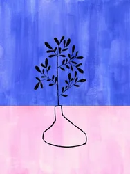 Blaue rosa botanische Vase