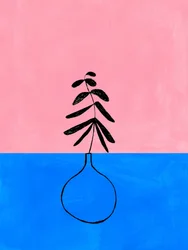 Minimalistische rosa-blaue Pflanze