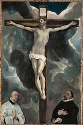 Der gekreuzigte Christus und zwei Stifter