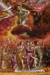 Tragbarer Altar: Zentrales Panel, das eine Allegorie des christlichen Ritters darstellt (Detail)