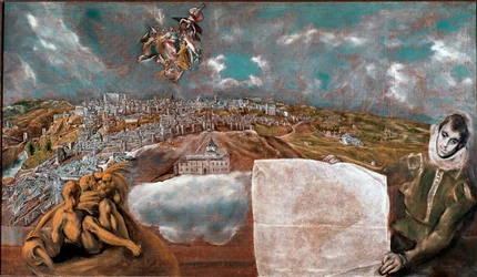 Ansicht der Stadt Toledo (Toledo) in Spanien und der Ebene unten rechts. Gemälde von Domenikos Theotokopoulos dit El Greco (1541-1614) 1608-1614. Toledo, Museum von El Greco