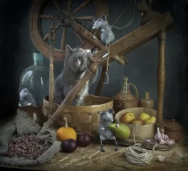Verspielte Katze und Mäuse