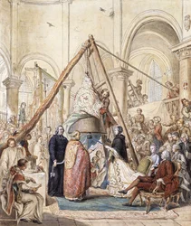 Die Segnung der Glocke der Dorfkirche in Ormesson durch die Marquise d