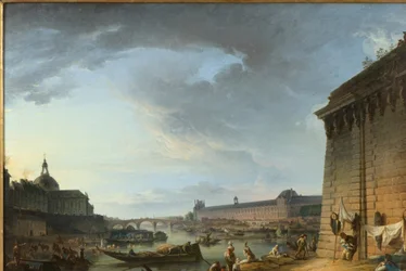 Blick auf Paris vom Uferdamm unterhalb des Pont Neuf