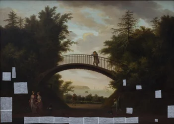 Eine Brücke über Skodsborgvej. Im Hintergrund der Sund