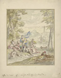 Entwurf für eine Zimmerbemalung mit Armida und Rinaldo