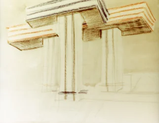 Entwurfszeichnung für das vorgeschlagene Wolkenbügel-Gebäude von El Lissitzky