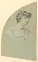 Zeichnung, Porträtskizze einer jungen Frau, ca. 1885