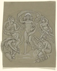 Studie für den Mittelkreis der Huntington-Decke: Apollo und Gefolge