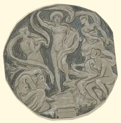 Studie für den Mittelkreis der Huntington-Decke; Apollo und Begleiter