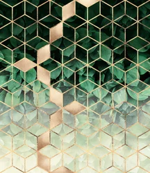 Grün-Goldene Geometrische Blätter