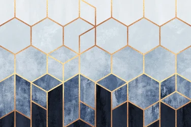 Moderne Geometrische Blaue Sechsecke
