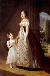 Ganzkörperporträts von Marie Annonciade Caroline Bonaparte (1782-1839) Prinzessin Murat mit ihrer Tochter Laetitia (Maria Letizia Josephine Murat)