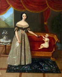 Porträt von Elisaweta Andrejewna Jurjewitsch mit Sohn Nikolai
