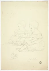 Zwei sitzende Mädchen (recto), ein Stillleben und zwei Tiere (verso)