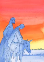 Als Maria nach Bethlehem reiste, war sie wie der Sohn, den sie gebären würde, und ähnelte ihm in Demut, Liebe, Vertrauen und Gehorsam