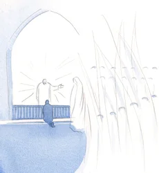 Er wies auf seine heilige Mutter und alle Engel und Heiligen hin und sagte, dass wir viele heilige Freunde haben, die uns helfen wollen, und dass wir nicht einsam sein müssen