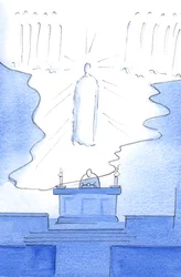 Es war, als ob der Boden des Himmels selbst über den Altar ausgedehnt wurde, so dass Christus sowohl im Himmel als auch auf dem Altar gegenwärtig war