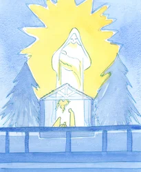 Unsere gesegnete Frau stand in der Marienkapelle, in Herrlichkeit, und zeigte, wie sie unsere Freude am Fest der Geburt ihres Sohnes, unseres Herrn, teilt