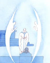 Die Heilige Eucharistie, die Jesus Christus wirklich gegenwärtig ist, ist ein so großes und heiliges Geschenk, dass zwei Engel den Priester begleiten, während er das gesegnete Sakrament zu uns bringt, zur Heiligen Kommunion, 2005