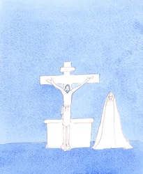 Der auferstandene Christus ist wirklich bei uns, nach der Wandlung, und betet zum Vater, dass den Sündern vergeben wird, so wie er vom Kreuz auf Golgatha betete, 2004