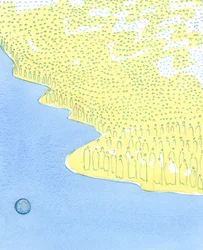 Die Heiligen sind im Himmel versammelt, als ob sie auf einer Insel weit über unserer sündigen Welt wären
