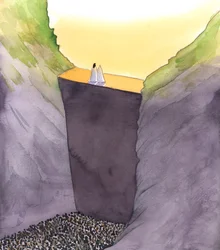 Die Mauer der Sünde, die uns von Gott trennt, wird nur von Christus erklommen, der mit seiner Mutter steht. Nur er kann uns helfen, die Herrlichkeit des Himmels zu erreichen.
