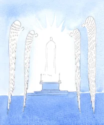 Wenn Christus bei der Wandlung vor uns gegenwärtig wird, stehen die heiligen Engel ehrfürchtig vor der Liebe, die er uns zeigt, indem er auf diese erstaunliche Weise unter uns kommt