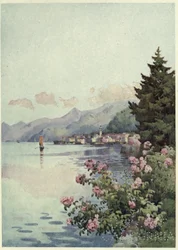 Bellagio von der Villa Melzi, Lago di Como, Illustration aus 