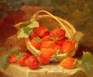 Ein Korb Erdbeeren auf einem Stein Sims, 1888