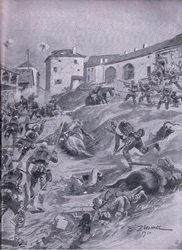 Das Aschaffenberger 2. Bayerische Jägerbataillon bei Lagarde August 1914, aus 