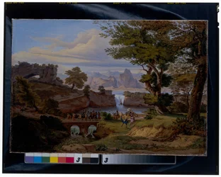 Italienische Landschaft mit dem Triumph des Silenus