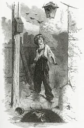 Gavroche, 19. Jahrhundert (bw Gravur)