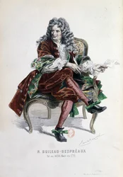 Porträt von Nicolas Boileau Despreaux (Boileau-Despreaux) (1636-1711) in "Werke von Nicolas Boileau" Paris 1873 (Gravur)