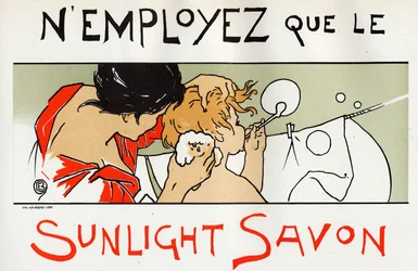 Kind in seinem Bad, Sunlight Seifenwerbung, Ende des 19. Jahrhunderts