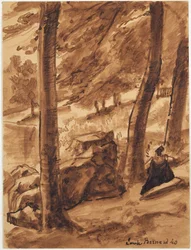 Waldszene mit Figur