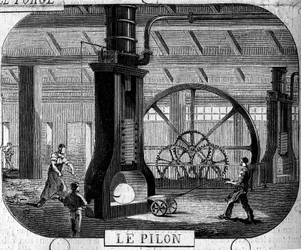 Forges de la Franche Comté: der Stößel. Fabrik von Fraisans, Jura (39)