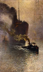 Im Schlepptau auf der Themse im Nebel, 1918