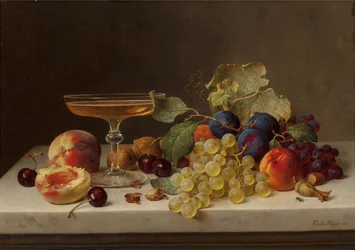 Stillleben mit Sommerfrüchten und Champagner, 1875