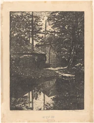 Bauernhof und Heuschuppen am Wasser