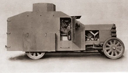 Ein britisches gepanzertes Auto während des Ersten Weltkriegs, aus The Illustrated War News, 1915
