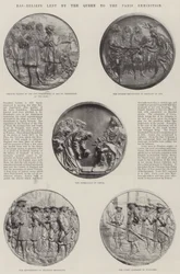 Basreliefs, die von der Königin zur Pariser Ausstellung ausgeliehen wurden