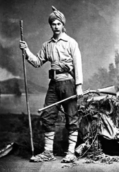 Britischer Jäger in Indien, um 1870er