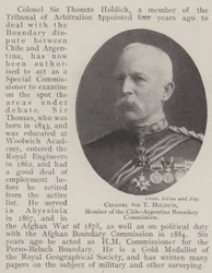 Oberst Sir T Holdich, Mitglied der Chile-Argentinien-Grenzkommission
