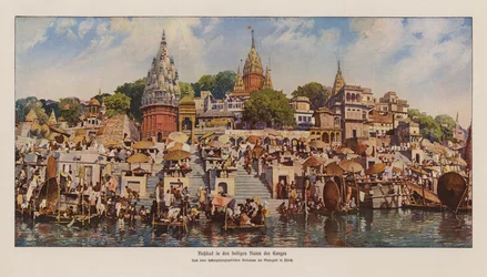 Ghats in Varanasi am Fluss Ganges, Indien