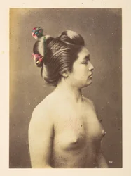 [Japanische] Mädchen beim Baden, Halbprofil-Porträt einer nackten jungen Frau