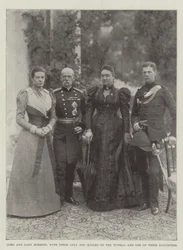 Lord und Lady Roberts mit ihrem einzigen Sohn (am Tugela getötet) und einer ihrer Töchter