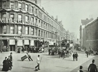 Newgate Street, Blick nach Osten von Old Bailey, City of London, 1890