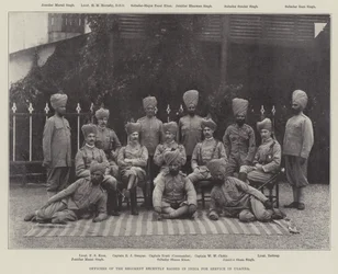 Offiziere des kürzlich in Indien aufgestellten Regiments für den Dienst in Uganda