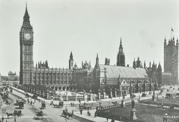Parliament Square, Westminster LB: Blick nach Osten zu Big Ben und Houses of Parliament, 1895